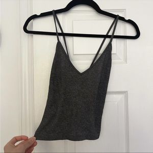 Brandy Melville Dark Grey Ribbed Crop Top Tank
